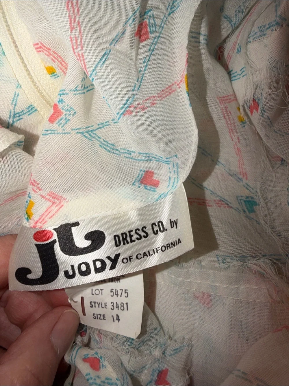 Vintage Jody T of California layered handkerchief sleeveless dress 14 white - Picture 6 of 6